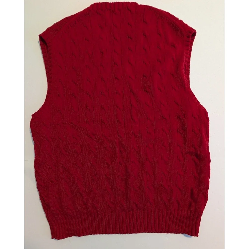 Polo Ralph Lauren Golf Mens XL Red Cable Knit Pima Cotton V-Neck Vest VERY NICE!